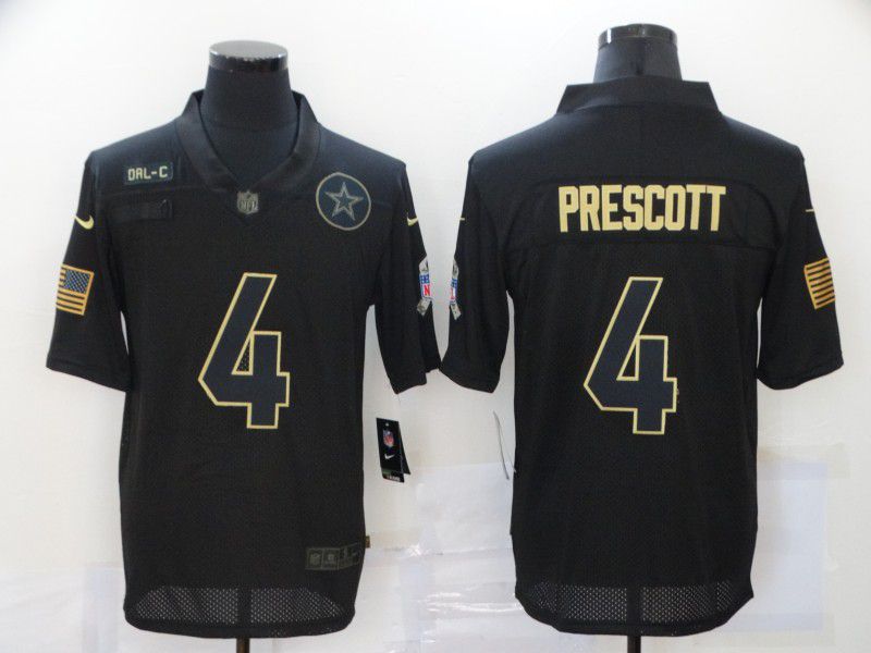Men Dallas cowboys #4 Prescott Black gold lettering 2020 Nike NFL Jersey->dallas cowboys->NFL Jersey